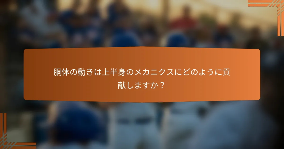 胴体の動きは上半身のメカニクスにどのように貢献しますか？